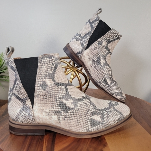 Lucky Brand Haylia Leather Snake Print Chelsea Boots Size 7 Pull on - Picture 3 of 16